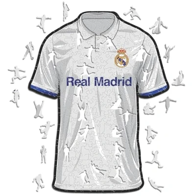 Abbildung von Iconic Puzzles, Real Madrid T Shirt, offizielles Produkt, Holzpuzzle für Erwachsene und Kinder, 100% nachhaltiges Holz, Größe L, 500 Stück
