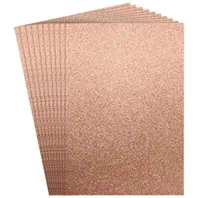 Abbildung von Belle Vous A4 Rosegold Glanzpapier zum Basteln (24 Stk) 21 x 29,5 cm 120gsm Premium Glitter Papier Glitzerpapier für Scrapbooking, Basteln, Hochzeits /Partydeko &amp; Kartenherstellung