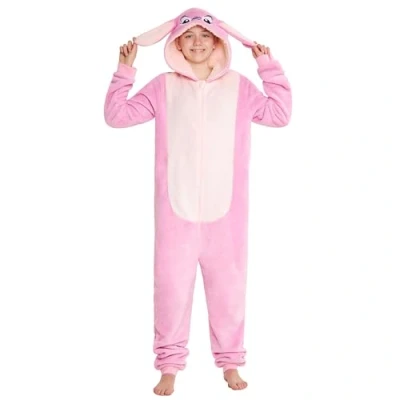 Abbildung von Disney Stitch Onesie Mädchen, Kuschelige Warm Einteiler Schlafanzug Kinder, Baby Yoda Geschenke für Mädchen Weihnachten (Rosa Angel, 14 15 Jahre)
