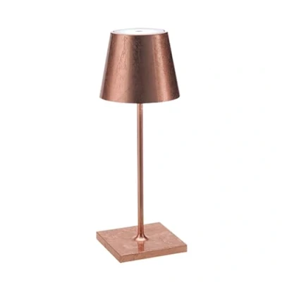 Abbildung von Zafferano, Poldina Pro Mini Lampe mit Kupferfarbenes Blatt, Kabellose, Wiederaufladbare Tischlampe Touch Control, Für den Innenbereich Geeignet, Dimmer, 2200 3000 K, Höhe 30 cm