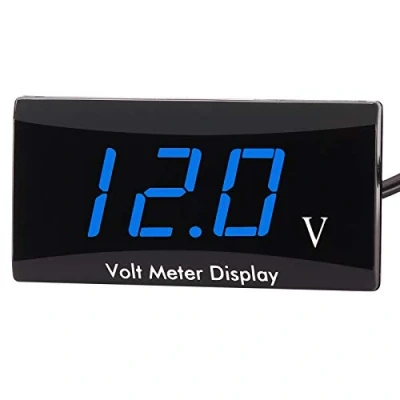Abbildung von Kinstecks [Verbesserte Version] Motorrad Voltmeter DC 12V Digital Anzeige LED Spannungsmesser für Autobatterie Spannungsüberwachung Blau