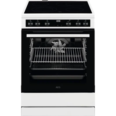 Abbildung von AEG CCB644OCBW 60 cm Standherd mit Glaskeramik Kochfeld/Bräterzone/Mehrkreiskochzone/Versenkknebel/Touch Bedienung/Grillfunktion/Display Uhr/A