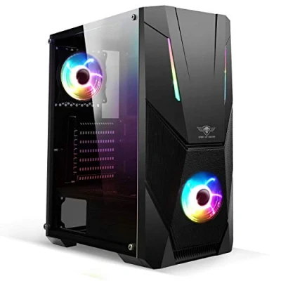 Abbildung von SPIRIT OF GAMER Rogue V PC Gehäuse ATX/Matx/ITX Front Und Wand Aus Gehärtetem Glas 2 Adressierbare RGB LED Lüfter 120 Mm Aura/MSI Mystic 3Pin Kompatibel (Rogue V)