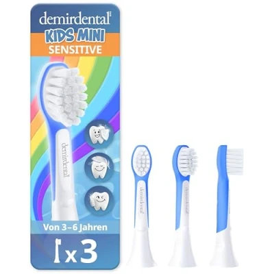 Abbildung von demirdental Ersatzbürsten für Kinder passend Philips Sonicare Kids, Compact Mini geeignet 3 6 Jahre, entspricht HX6034 HX6033, Dunkelblau, 3er Set