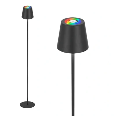 Abbildung von BRILONER RGBW LED Stehlampe kabellos mit Touch, stufenlos dimmbar, Akku &amp; Lichtquelle tauschbar, Stehleuchte, Leselampe, Wohnzimmerlampe, Deckenfluter, Standleuchte, 133 cm hoch, Schwarz