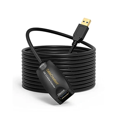 Abbildung von CableCreation Aktiv USB 3.0 Verlängerungskabel, 5m Stecker auf Buchse Kabel mit Signalverstärkung Kompatibel Oculus Rift/Quest/Quest 2 VR/Link, Valve Index VR, Xbox one, Drucker usw. Schwarz