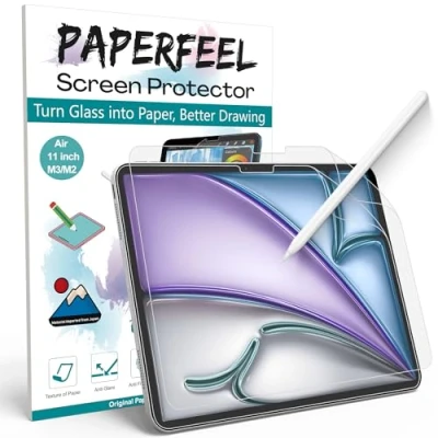Abbildung von PAPERFEEL [2 Stück] Folie für iPad Air 11 Zoll 2024 M2 Modell Schutzfolie, Matt Papier Displayschutzfolie zum Schreiben Zeichnen Blendfreiem, Anti Fingerabdruck, Kratzer, Einfache Installation