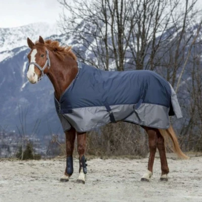 Abbildung von EQUITHÈME Regendecke Tyrex 600D 50g Navy/Grau 145/190