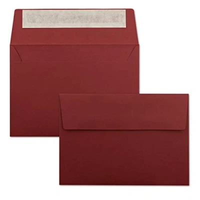 Abbildung von 100x Briefumschläge Dunkel Rot DIN C6 Format 11,4 x 16,2 cm Haftklebung Kuverts ohne Fenster Weihnachten, Grußkarten &amp; Einladungen Für A6 A4 Papier