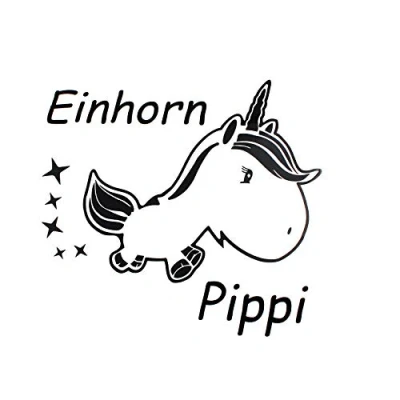 Abbildung von Finest Folia Einhorn Pippi Unicorn Dekor Set Hologramm 11cm x 10,5cm Tankdeckel Premium T Shirt Tasse (K073 Schwarz Glanz)