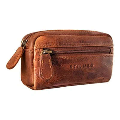 Abbildung von STILORD &#039;Neal&#039; Schlüsselbörse Leder Schlüsseletui Herren Damen mit Schlüsselanhänger Kleine Schlüsseltasche RFID Geschenkbox, Farbe:Kara Cognac
