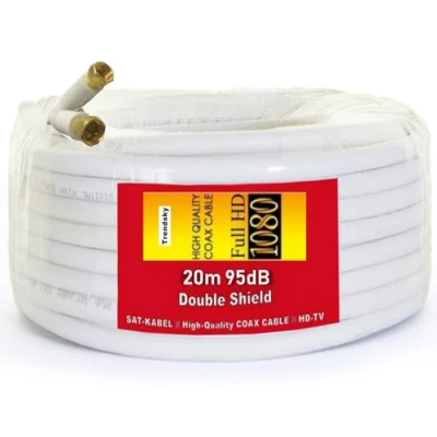 Abbildung von Trendsky 20m 95db Koaxialkabel Sat Kabel Koax Antennenkabel Satellitenkabel 4K, Full HDTV, 3D, HD, TV Tauglich