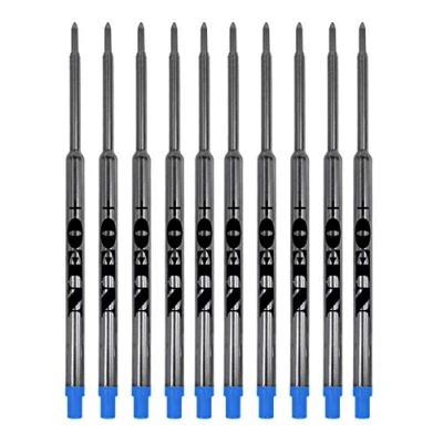 Abbildung von Set von Kugelschreiberminen, kompatibel mit Waterman Kugelschreibern. Mittlere Spitze, weiche Rollminen (Set 10 blauen Tinten)