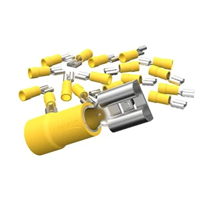 Abbildung von AUPROTEC 25x Flachsteckhülsen 4,0 6,0 mm² gelb/Steckbreite 6,3 mm Teilisoliert PVC weiblicher Steckverbinder FDD Kabel Verbinder aus Messing verzinnt