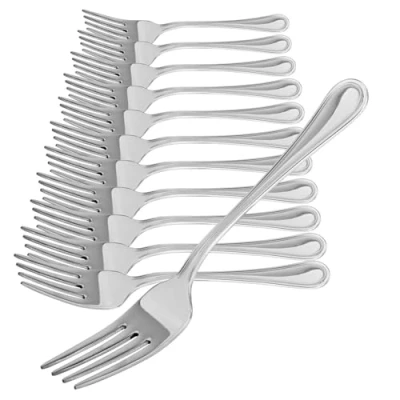 Abbildung von com four® 12x Kuchengabel aus rostfreiem Edelstahl 430 stilvolles Tafelbesteck im schlichten Design kleine Dessertgabeln Vorspeisegabeln 13,7 cm (13.7cm 12 Stück)