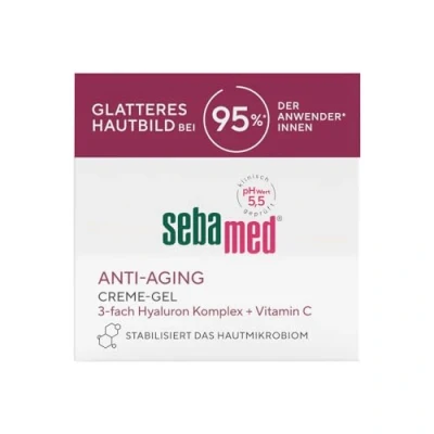 Abbildung von Sebamed Anti Aging Glättendes Creme Gel, Gesichtscreme und Faltencreme für Männer Frauen, mit natürlichem Vitamin C + 3 fach Hyaluron Complex, glatteres Hautbild bei 95% der Anwender, 50 ml