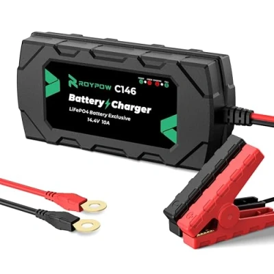 Abbildung von RoyPow LiFePO4 Ladegerät 12V Lithium Batterieladegerät, 10A Erhaltungsladegerät Batterie Erhaltungsgerät, für Eurostecker
