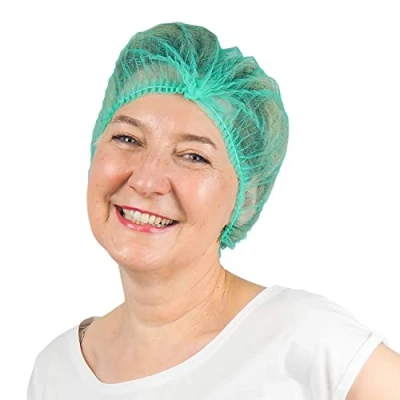 Abbildung von ARNOMED Haarnetz, OP Haube aus Einwegstoff Grün, Einweg Haarnetze 100 Stk für die Küche oder Zahnarzt, Hygienezubehör Medizin, Kopfhauben 52cm, Haarnetz Männer/Frauen, Hair Cover