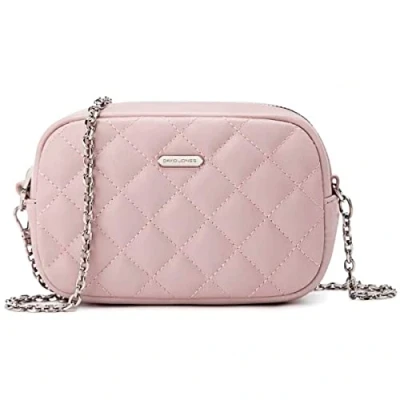 Abbildung von David Jones Dämen Kleine Umhängetasche Frau Mini Handtasche PU Leder Handy Tasche Multi Taschen Reißverschluss Kette Crossbody Bag Viele Fächer Abendtasche Clutch Party Elegant Rosa