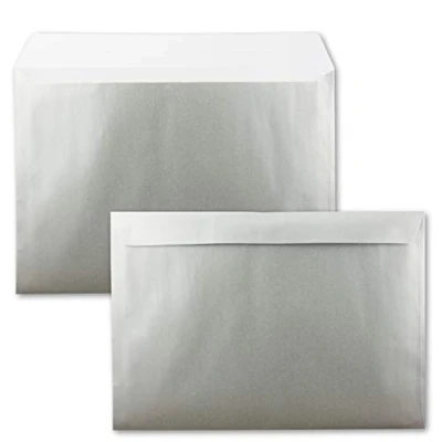 Abbildung von 10x große XXL Briefumschläge DIN C4 in Silber Metallic 22,9 x 32,4 cm Haftklebung ohne Fenster Versandtasche für A4 geeignet
