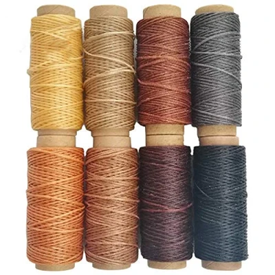 Abbildung von JANYUN 241 Meter 150D Lederschnur, 30M x 1MM Lederbänder 8 Farben Lederband Kette Leder Nähschnur für Craft DIY