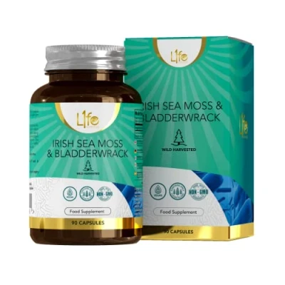 Abbildung von LN Sea Moss &amp; Blasentang 90 und Kapseln 1000mg Seemoos pro Portion Hochdosiertes Jod Nahrungsergänzungsmittel Gentechnik , Gluten Milchfrei