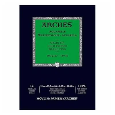 Abbildung von ARCHES A1795091 Aquarelle 100% fein 300 g geleimter A4 Block 12 Blatt naturweiß