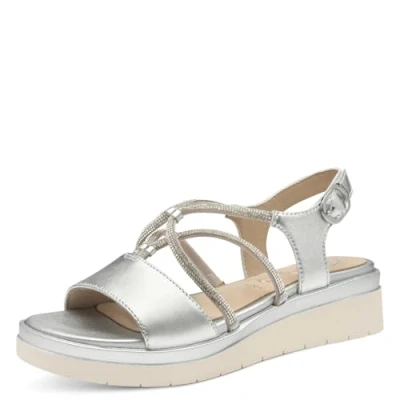 Abbildung von Tamaris Plateausandalette, Damen, Größe: 39, Silver Schuhe