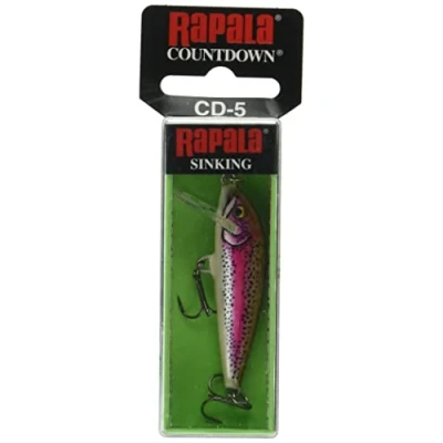 Abbildung von Rapala Unisex Adult Countdown Angelköder Angelzubehör aus Balsaholz Süßwasser Spinnköder Lauftiefe 0.9 1.8m Fischköder 5cm, 5g Hergestellt in Estland Artistic Rainbow Trout