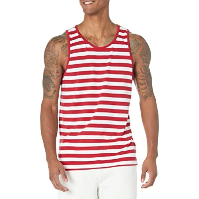 Abbildung von Amazon Essentials Herren Tanktop, Normale Passform, Rot/Weiß, XXL