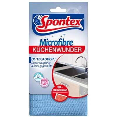 Abbildung von Spontex Microfibre Küchenwunder, 3D Mikrofaser Pad mit Schwammkern, ideal für alle Küchenoberflächen, effizient gegen Schmutz und Fettrückstände, 1 Stück