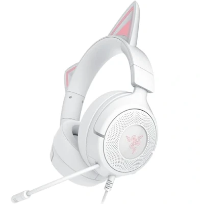 Abbildung von Razer Kraken Kitty V3 X Kabelgebundenes Headset für Gaming Kultige Ohren 270g leicht HyperClear Kardioid Mikrofon Triforce 40mm Treiber 3,5mm Klinkenstecker Weiß
