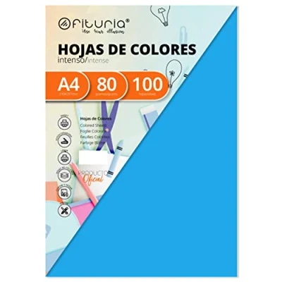 Abbildung von OFITURIA FAB 15628 Pack 100 Hojas Color Azul Turquesa Tamaño A4 80g