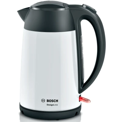 Abbildung von Bosch kabelloser Wasserkocher DesignLine TWK3P421 Wasserkocher, Ausgießen ohne Spritzer, Tassenanzeige, Wasserstandsanzeige, Überhitzungsschutz, 1,7 L, 2400 W, weiß