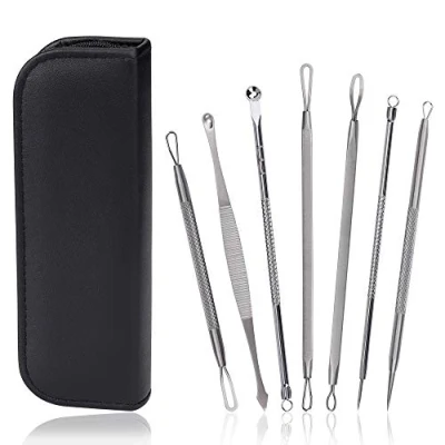 Abbildung von Mitesserentferner Komedonenquetscher Set Blackhead Remover Edelstahl Akne Extraktor Werkzeug für Pickel Whiteheads Mitesser Entferner 7 Stücke