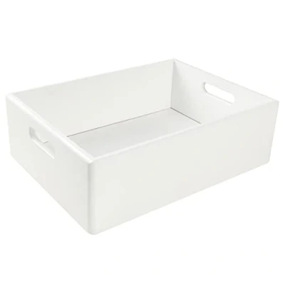 Abbildung von Creative Deco XL Weiße Holzkiste Obstkiste Korb 40x30x13cm (+/ 1cm) mit Griffen ohne Deckel Hölzernen Kasten Holzbox Kiste Ostern Geschenke Kinder Dokumente Wertsachen Spielzeuge Werkzeuge