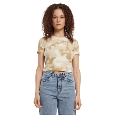Abbildung von Urban Classics Cropped CAMO Tshirt print, Damen, Größe: 3XL, Simplesandcamo
