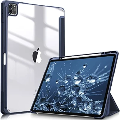 Abbildung von Fintie Hybrid Hülle für iPad Pro 12.9 2022 (6. Generation)/ 2021/2020/2018 mit Stifthalter Stoßfeste Schutzhülle transparenter Hartschale auf der Rückseite, Marineblau
