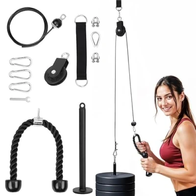 Abbildung von Belle Vous Seilzug Fitnessgerät für Zuhause Kabelzug mit Latzug Griff &amp; Belastungsstift, DIY Kabelmaschine LAT Pull Down, Trizeps, Bizeps Curl Armtraining