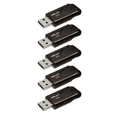 Abbildung von PNY Attaché 4 Flash Laufwerke USB 2.0 mit Sliding Capless Design, Schwarz, 5x16GB