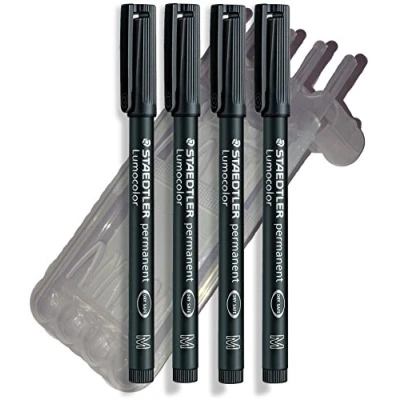 Abbildung von Staedtler Feinschreiber Universalstift Folienstift Lumocolor permanent, Box (4er Pack M Spitze, Schwarz)