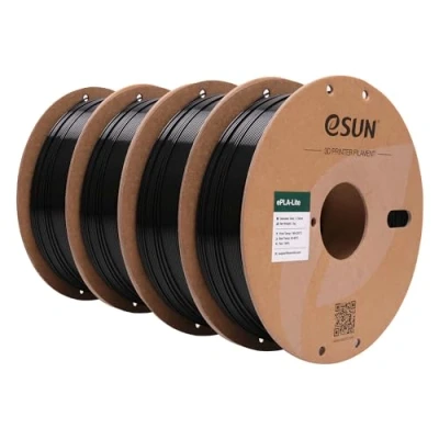 Abbildung von eSUN PLA Filament 1.75mm, Modifiziertes 3D Drucker PLA, Maßgenauigkeit +/ 0.03mm, 1KG pro Spule, 4 Spulen Druck für Drucker, Schwarz
