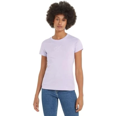 Abbildung von Calvin Klein Jeans Outlined SLIM TEE Tshirt print, Damen, Größe: XS, Pastel lilac