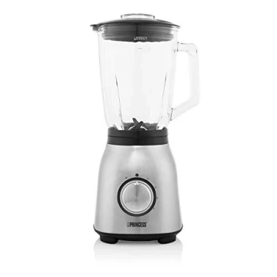 Abbildung von Princess Standmixer 4 Geschwindigkeitsstufen, Impuls Funktion, 6 Klingen, 1000 Watt, 1,5 Liter Glas Krug, gebürstet Edelstahl, 212091, rostfreier stahl, gebürstet, 01.212091.01.001