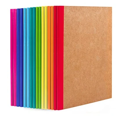 Abbildung von feela Kraft Notizbuch A5 liniert, 16 Notizbücher Set, Notizheft mit Regenbogen Rücken in 8 verschiedenen Farben, 60 Seiten, 21x14cm, Notizblock Set geeignet für Büro &amp; Schule, Kraftpapier, Din