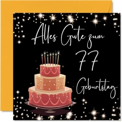 Abbildung von 77. Geburtstagskarte für Frauen Elegant Stilvoll Alles Gute zum Geburtstagskarten 77 Jährige Frau Tochter Schwester Tante, 145mm Siebenundsiebzig Geburtstag Grußkarten