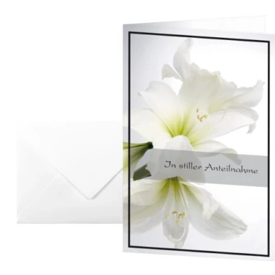 Abbildung von SIGEL DS006 Trauerkarten weiße Amaryllis, 10er Set mit Umschlag ohne Text, ideal zum Bedrucken, aus nachhaltigem Papier