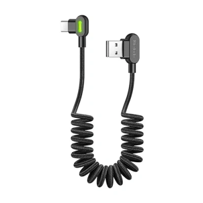 Abbildung von mcdodo USB C Kabel auf A 2.0 Kurz,90 grad 3A QC 4.0,Spiralkabel Kann von 0,3m bis 1,5m