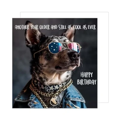 Abbildung von Edition Seidel Premium quadratische Geburtstagskarte mit Umschlag. Glückwunschkarte Happy Birthday Billet Tier Karte Kinder Mann Frau Cooler Hund Humor Lustig (GQ161 SW024)