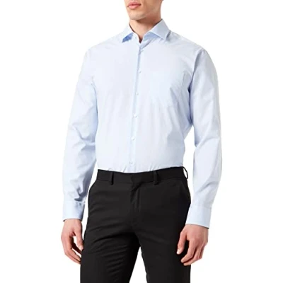 Abbildung von Seidensticker Herren Business Hemd Regular Fit Bügelfrei Kent Kragen Langarm Streifen 100% Baumwolle